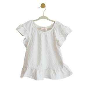 Beautiful Cat & Jack Girls 3T White Eyelet Flutter Sleeve Top - Like New